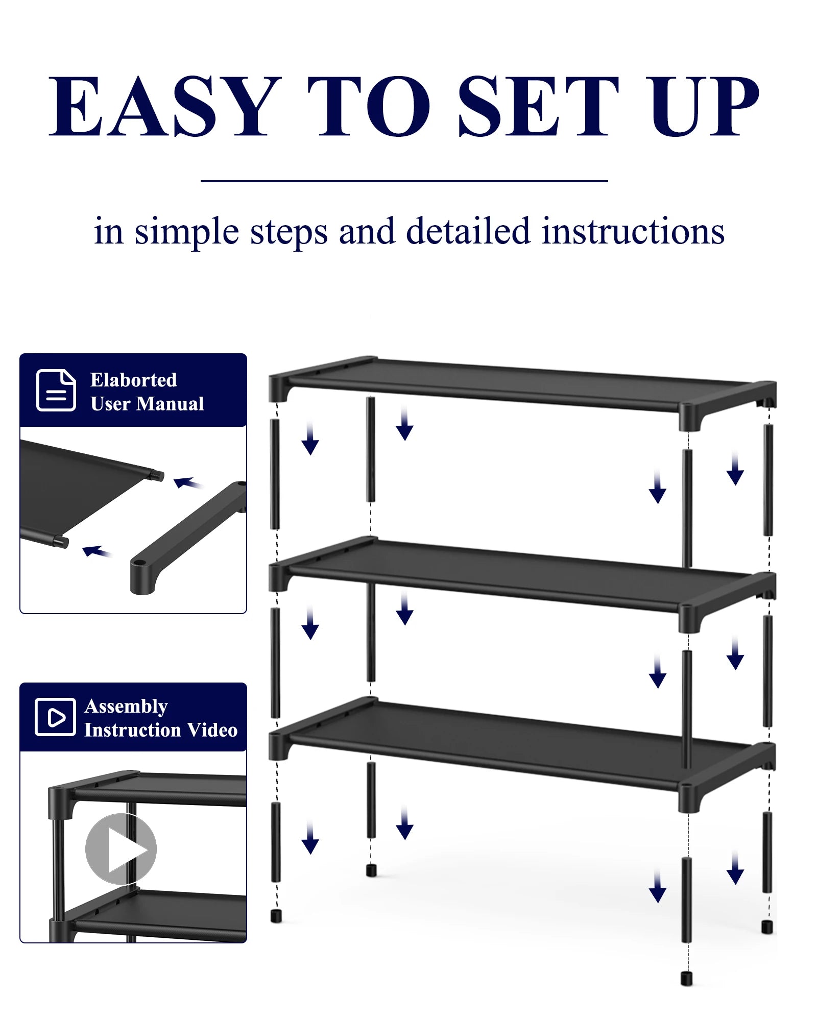 3-Tier Non-Woven Shoe Rack, Closet Storage Shelf Organizer — product photo 4