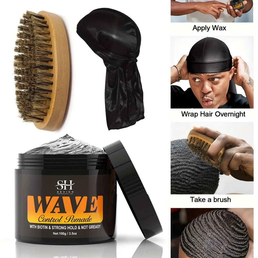 360 Waves Pomade Set (100g) – Wave Control + Brush — view 12 of beauty & personal care