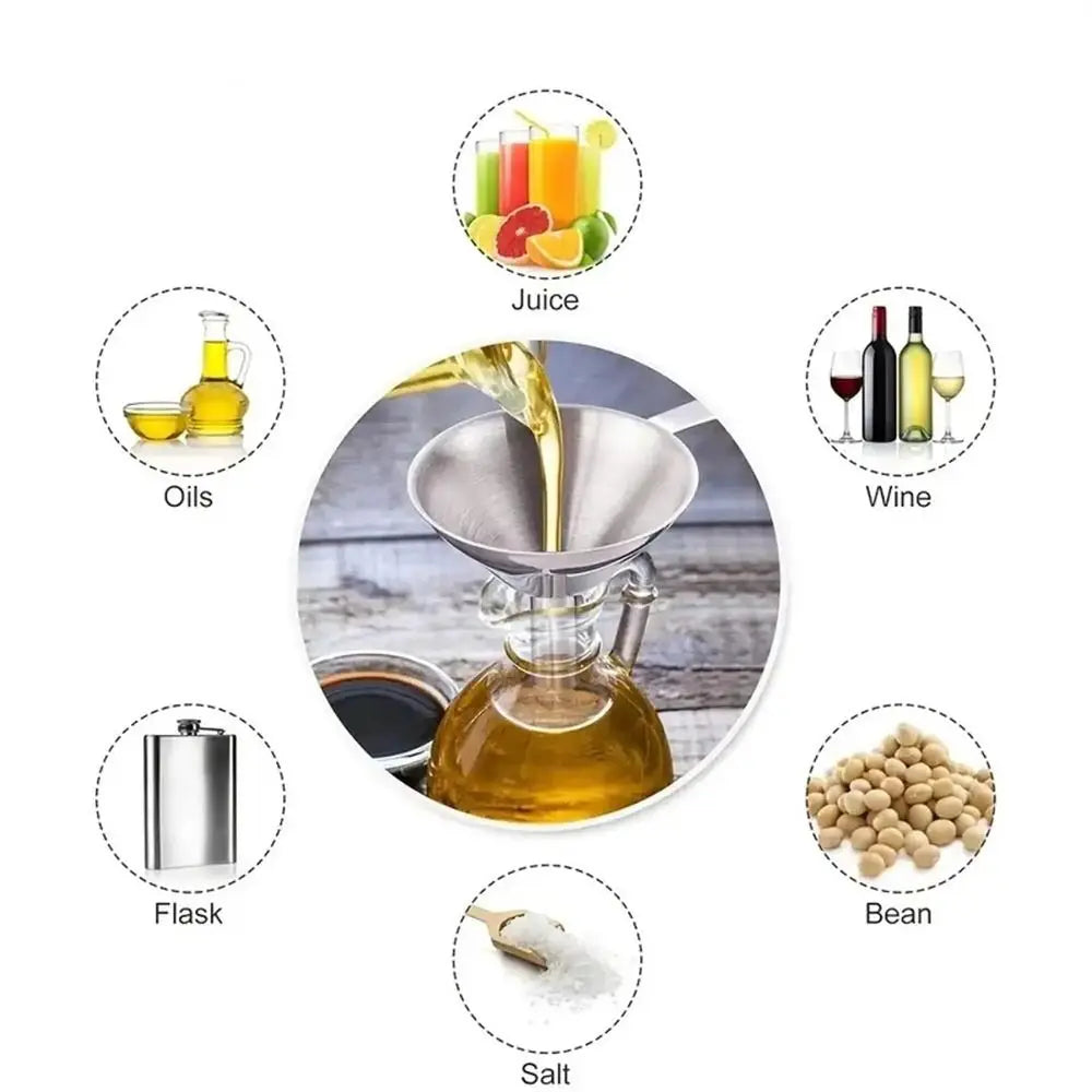Wide-Mouth Stainless Steel Funnel &mdash; Cooking Oil Filter &amp; Spice Strainer with Handle — view 5 of kitchen gadgets