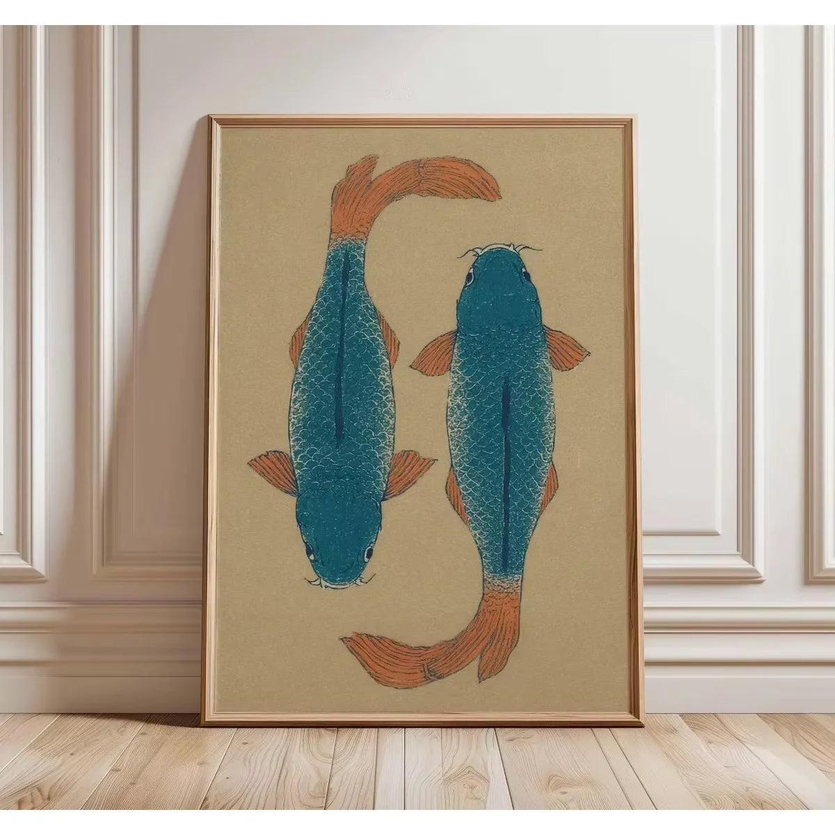Japanese Red Koi Fish Canvas Poster &mdash; Modern Minimalist Wall Art for Bedroom &amp; Kitchen