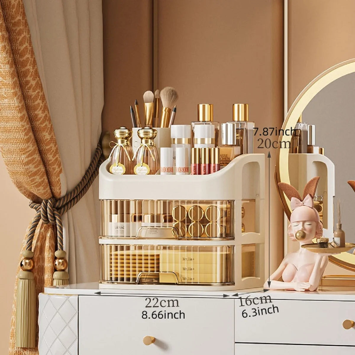 Storage Organizer Multi-Layer Makeup Box — Cosmetic Skincare Eyeshadow Lipstick for Dresser Bathroom