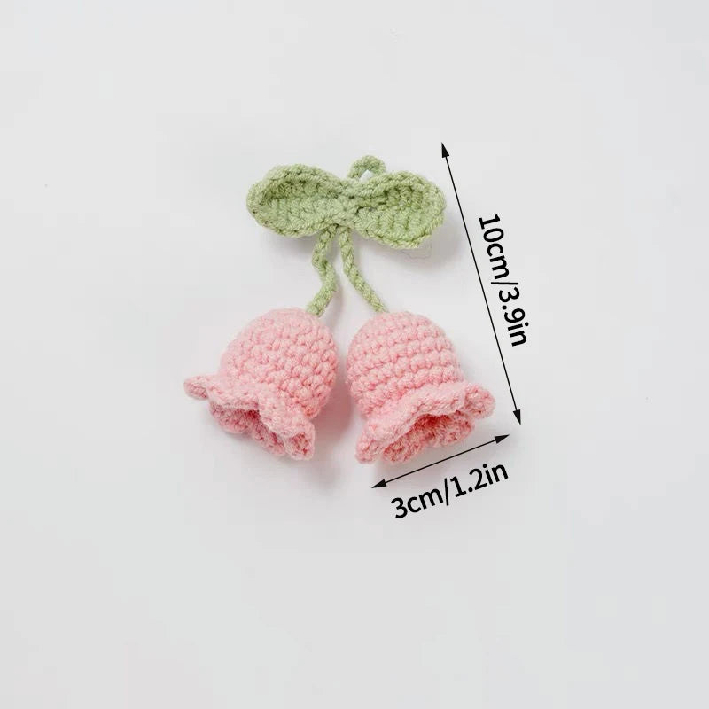 Home Decor Crochet Flower Pendant — Hand-Knitted Car Interior Hanging Decor & Bag Accessory