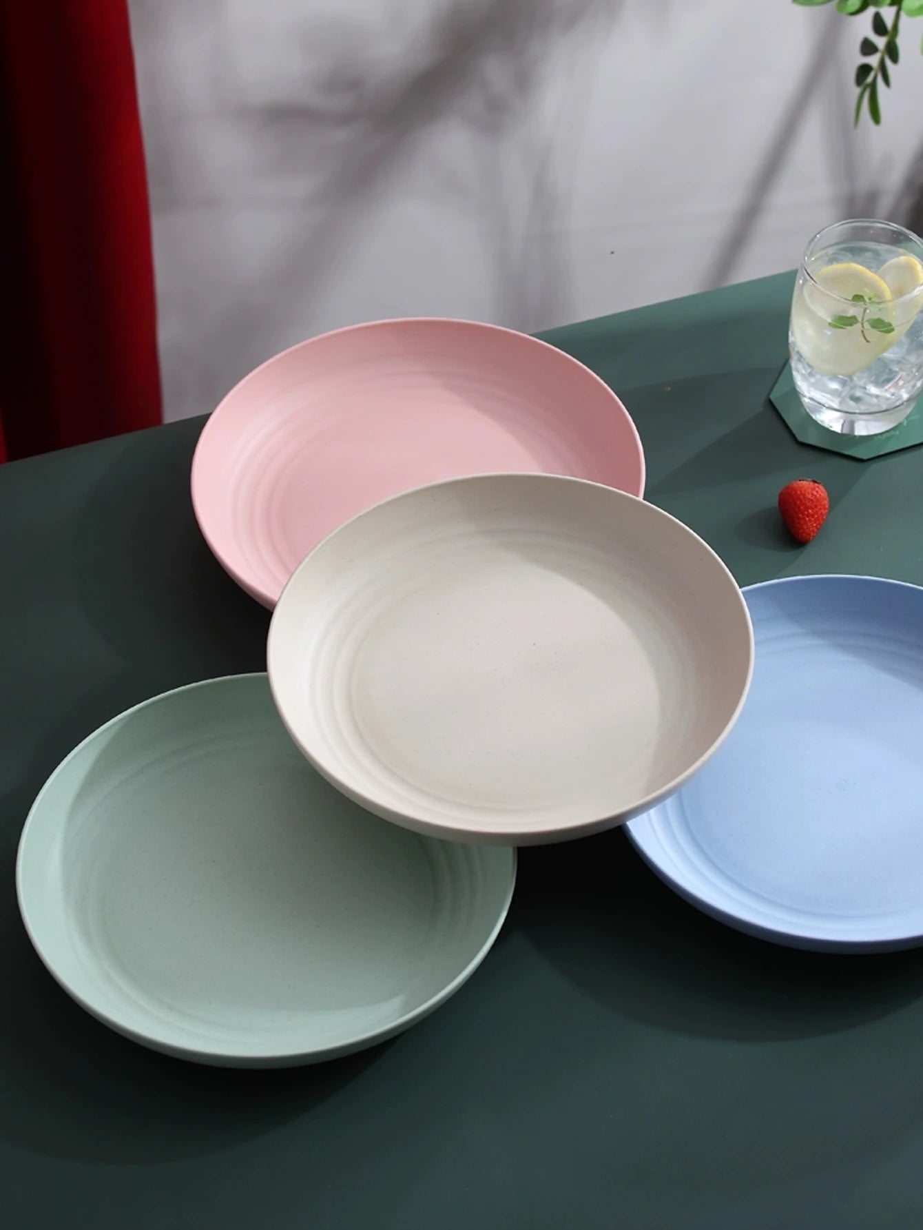 Lightweight Wheat Straw Dinner Plates — 4-Piece Unbreakable Reusable Dish Set — view 6 of dining & tableware
