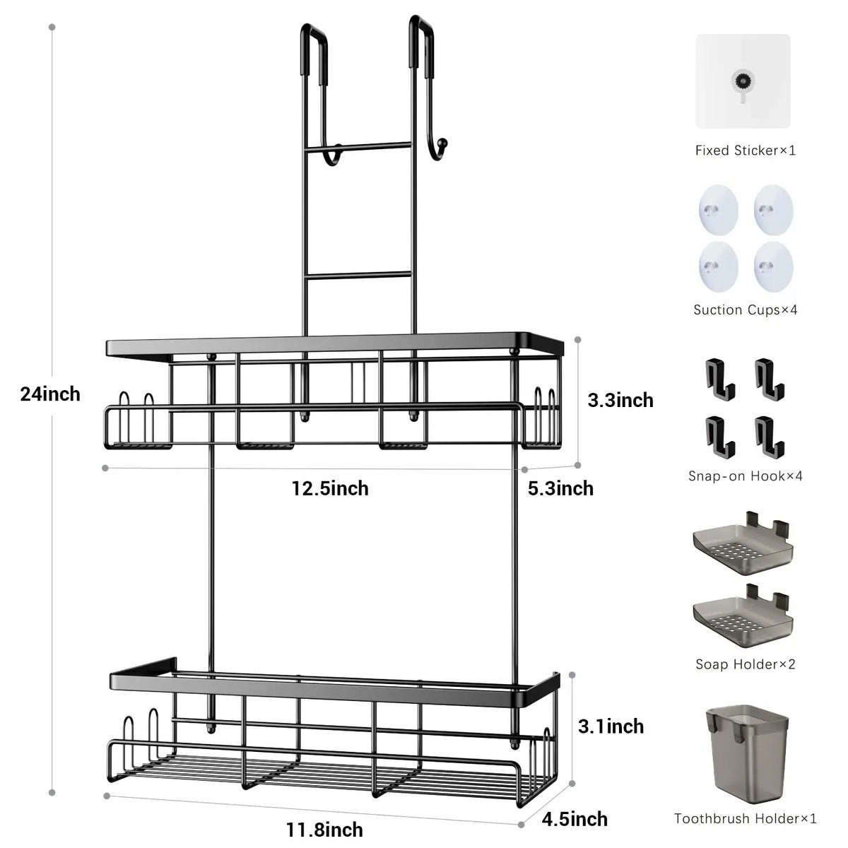 No-Drill Adhesive Shower Caddy, Removable Bathroom Organizer — product photo 6