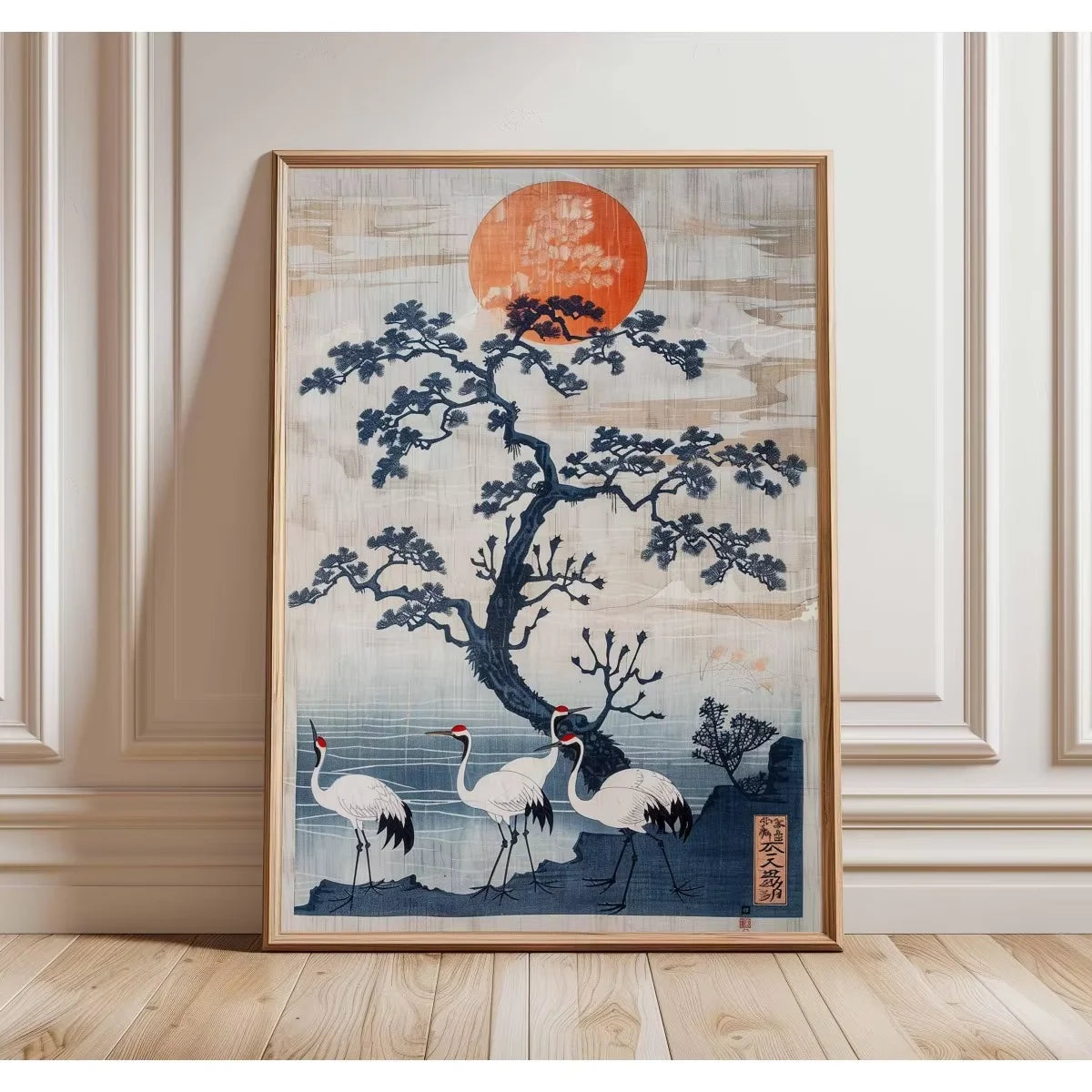 Japanese Tiger Cat Music Canvas Poster &mdash; Vintage Retro Record Player Wall Art for Bedroom