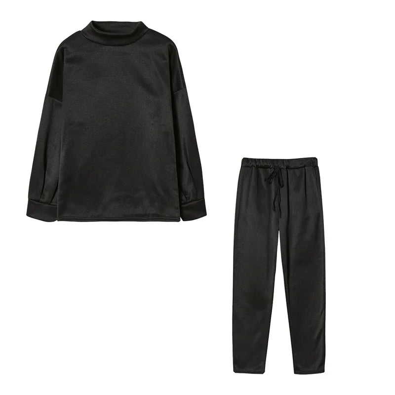 Autumn-Winter 2Pc Tracksuit &mdash; Women&rsquo;s Long-Sleeve Pullover Hoodie + Solid Jogger Pant Set — view 8 of tracksuits
