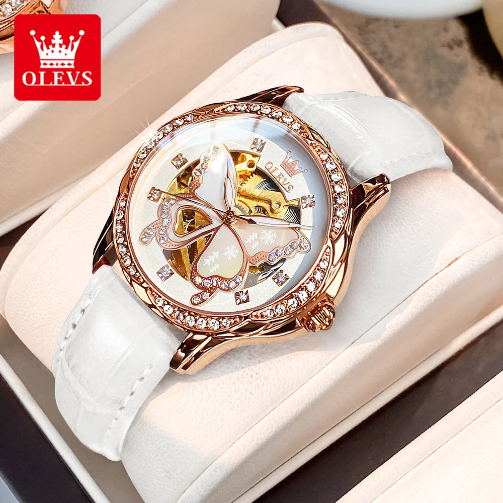 OLEVS 6622 Women's Butterfly Dial Watch — Luxury Diamond Quartz Wristwatch — view 8 of watches