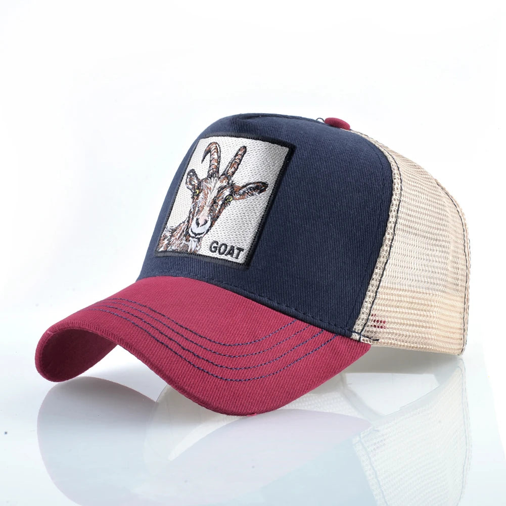 Goat Patch Trucker Cap - Four-Seasons Adjustable Snapback Baseball Hat — view 6 of trucker caps
