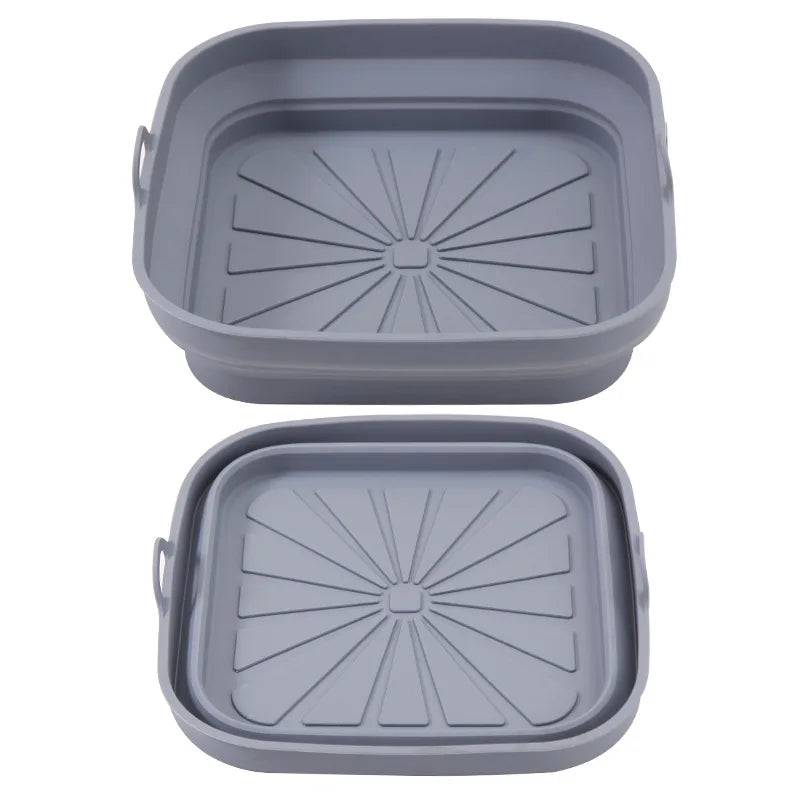 Foldable Silicone Air Fryer Basket Liner (Square) – Reusable Baking Tray for Oil-Free Cooking — view 7 of home & kitchen