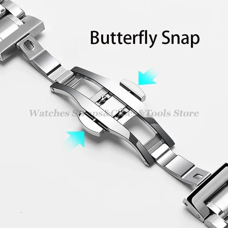 Curved-End Stainless Steel Watch Strap — Universal 12/13/14/15/16/17/18/19/20/21/22mm Band — view 5 of watch straps