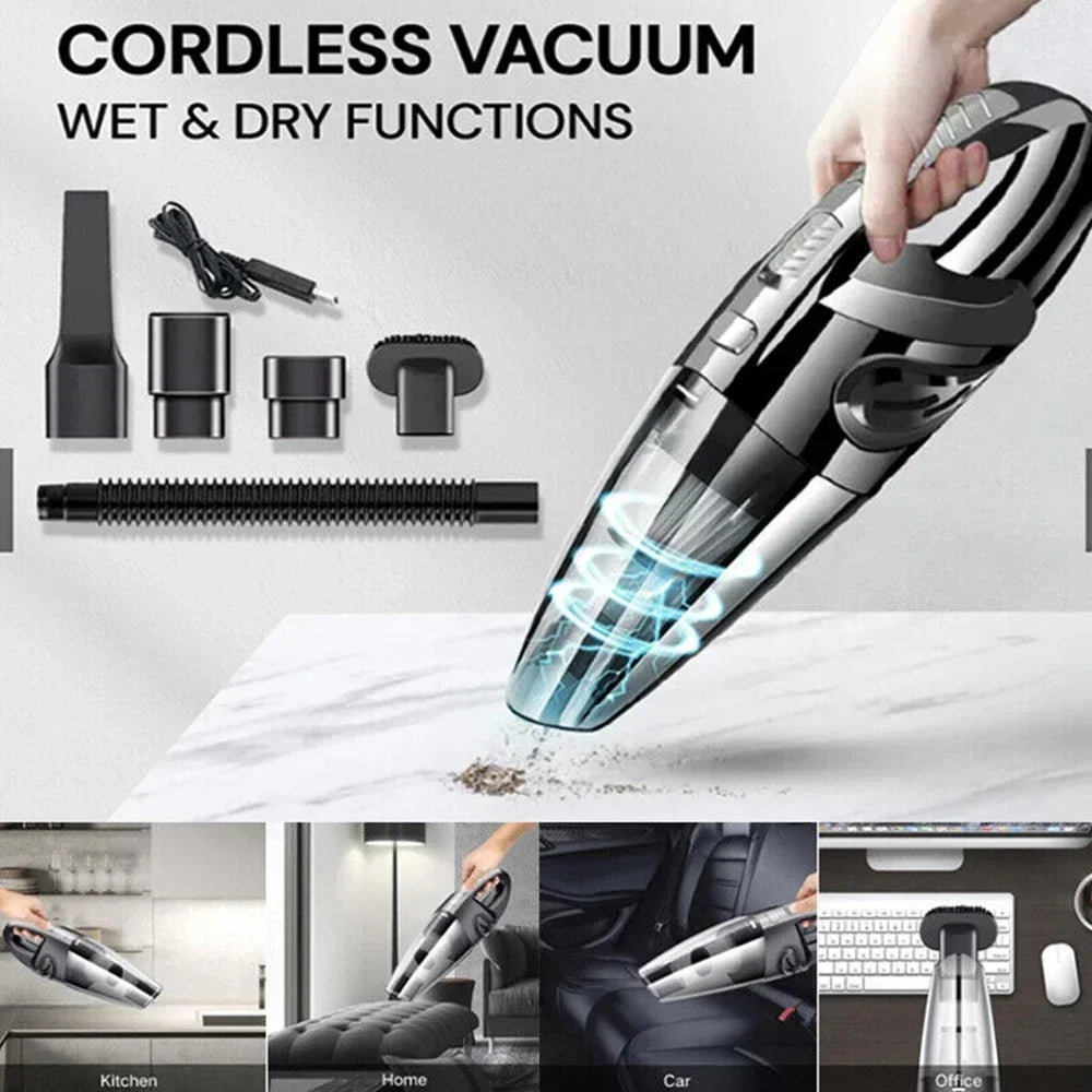 Wireless Handheld Vacuum – USB Rechargeable Wet & Dry Portable Car Vacuum Cleaner