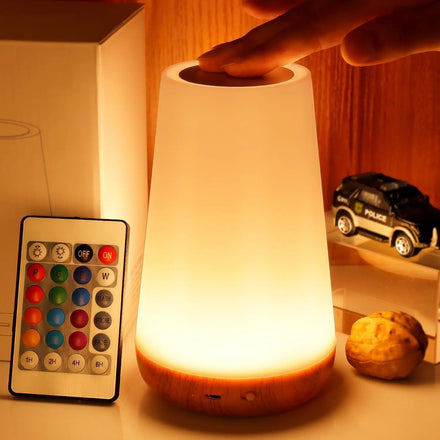 RGB LED Night Light &mdash; 13-Color Remote-Control USB Rechargeable Touch Dimmable Portable Lamp