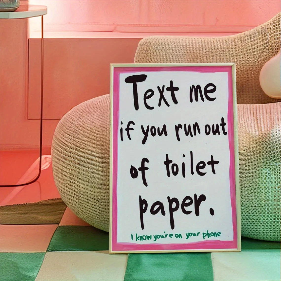 Colorful Text Typography Canvas Poster — Chic Pink & White Vintage Room Decor — view 13 of wall art & prints