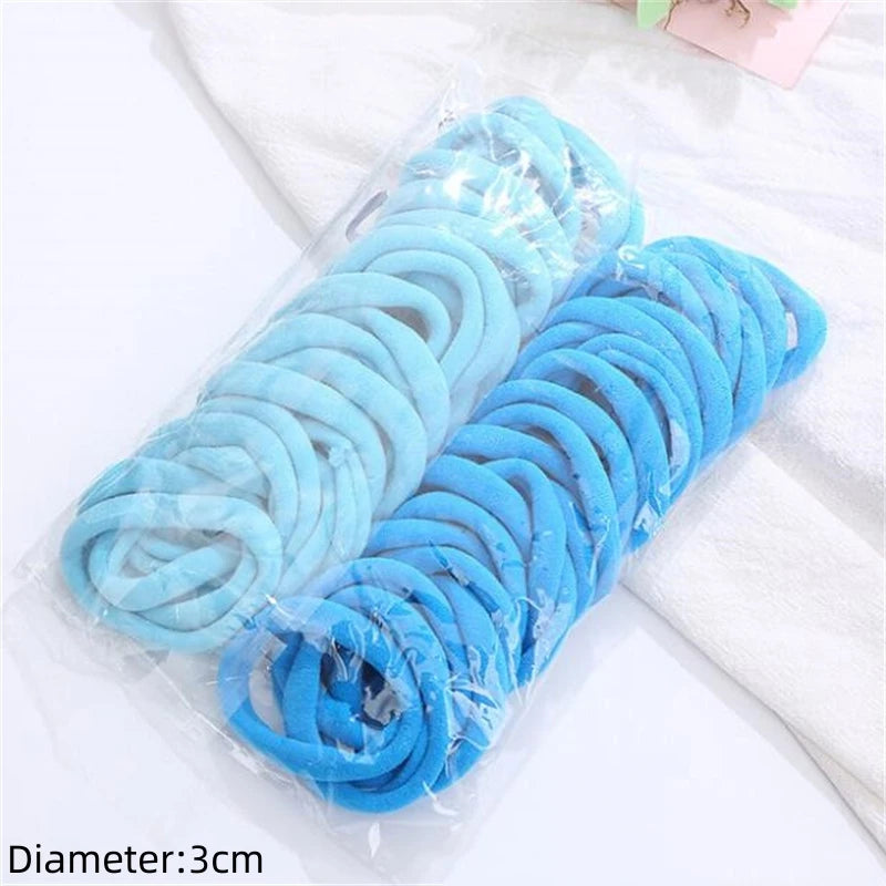50pcs Black Elastic Hair Band Leagues Ties Colets Scrunchies Springs Gum Accessory For Girl Women No Damage Pigtails Holder Set — view 7 of product