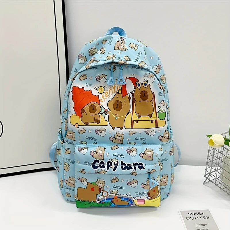 Cute Capybara Kids School Backpack - Large-Capacity Student Bag for Travel & Gym — view 5 of backpacks