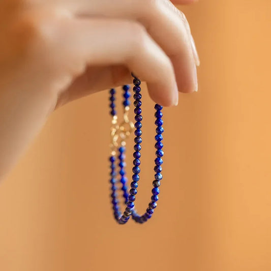 Crystal & Gemstone Lapis Lazuli Beaded Bracelet — 3mm Natural Blue Stones Fine Jewelry for Women — view 1 of crystal & gemstone
