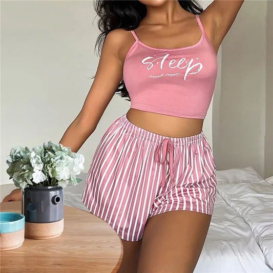 2023 Women’s Summer Sleepwear – Sleeveless Tops & Shorts Two-Piece Set