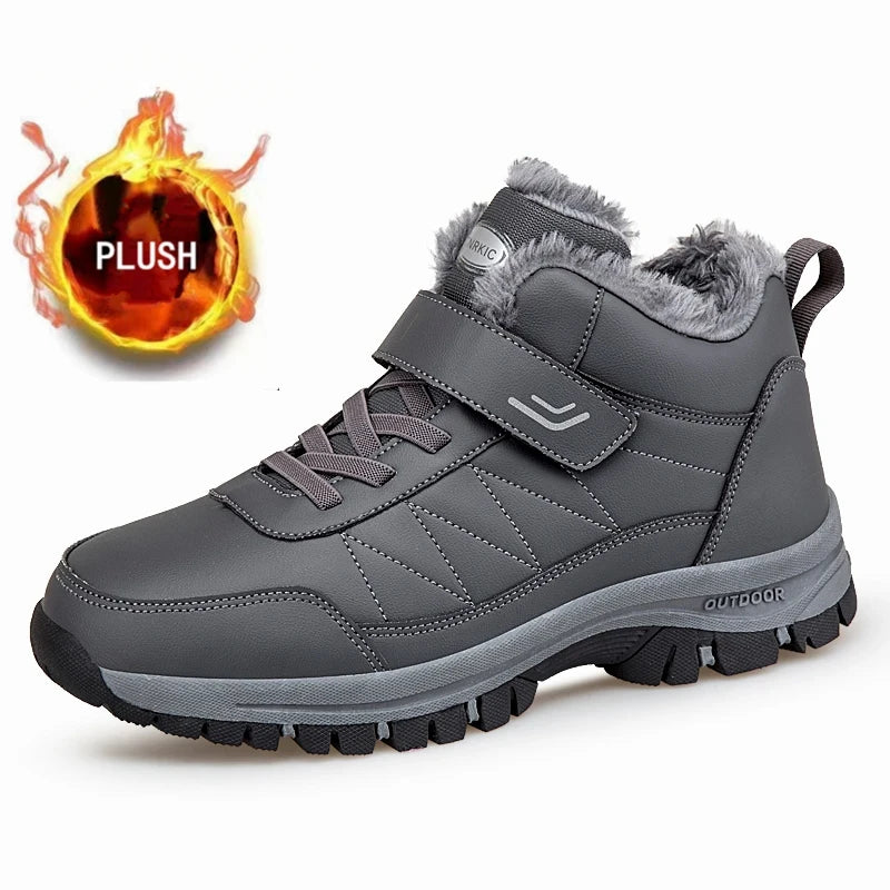 Winter Boots for Men — Waterproof PU Leather Warm Snow Ankle Boots — view 2 of boots