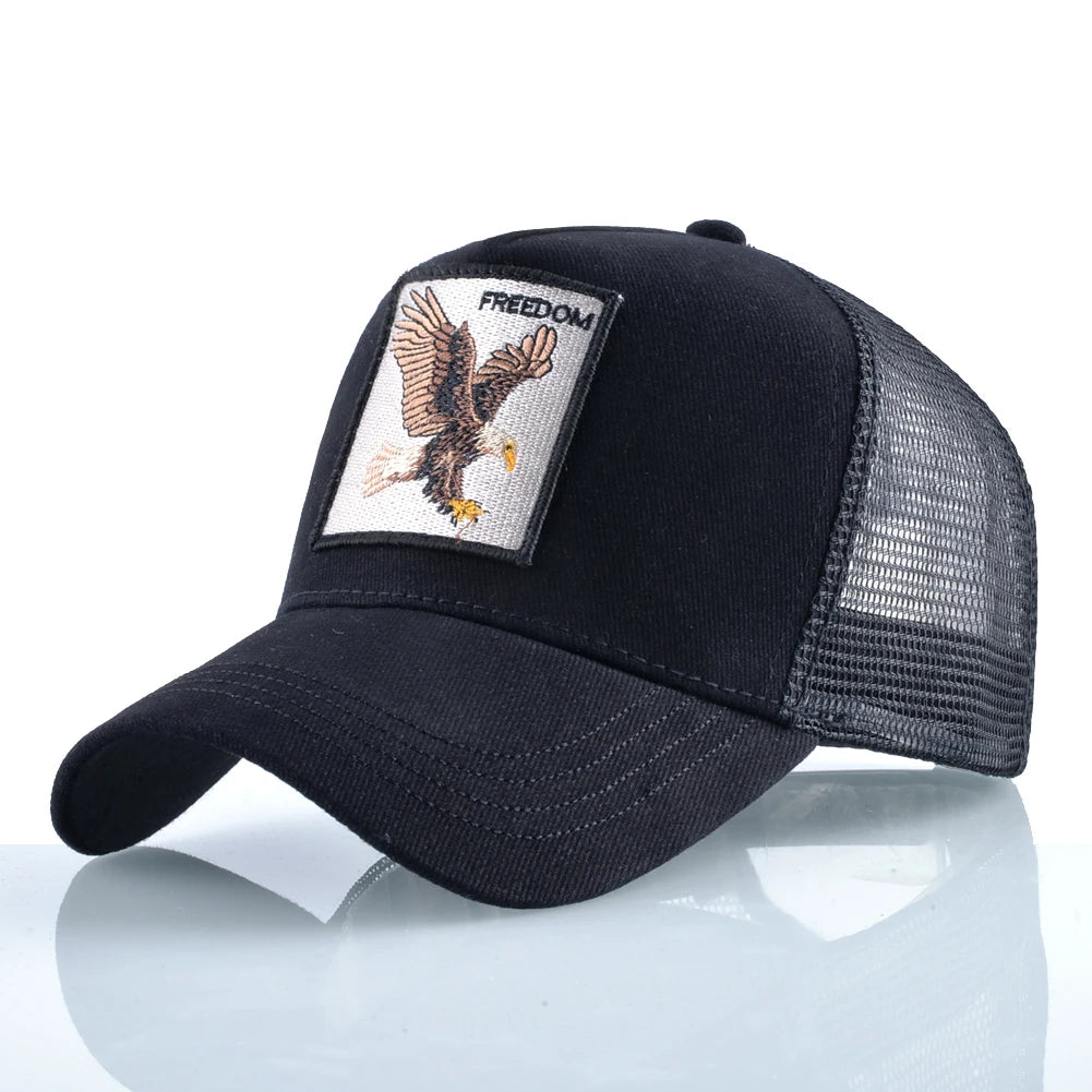 Goat Patch Trucker Cap - Four-Seasons Adjustable Snapback Baseball Hat — view 17 of trucker caps