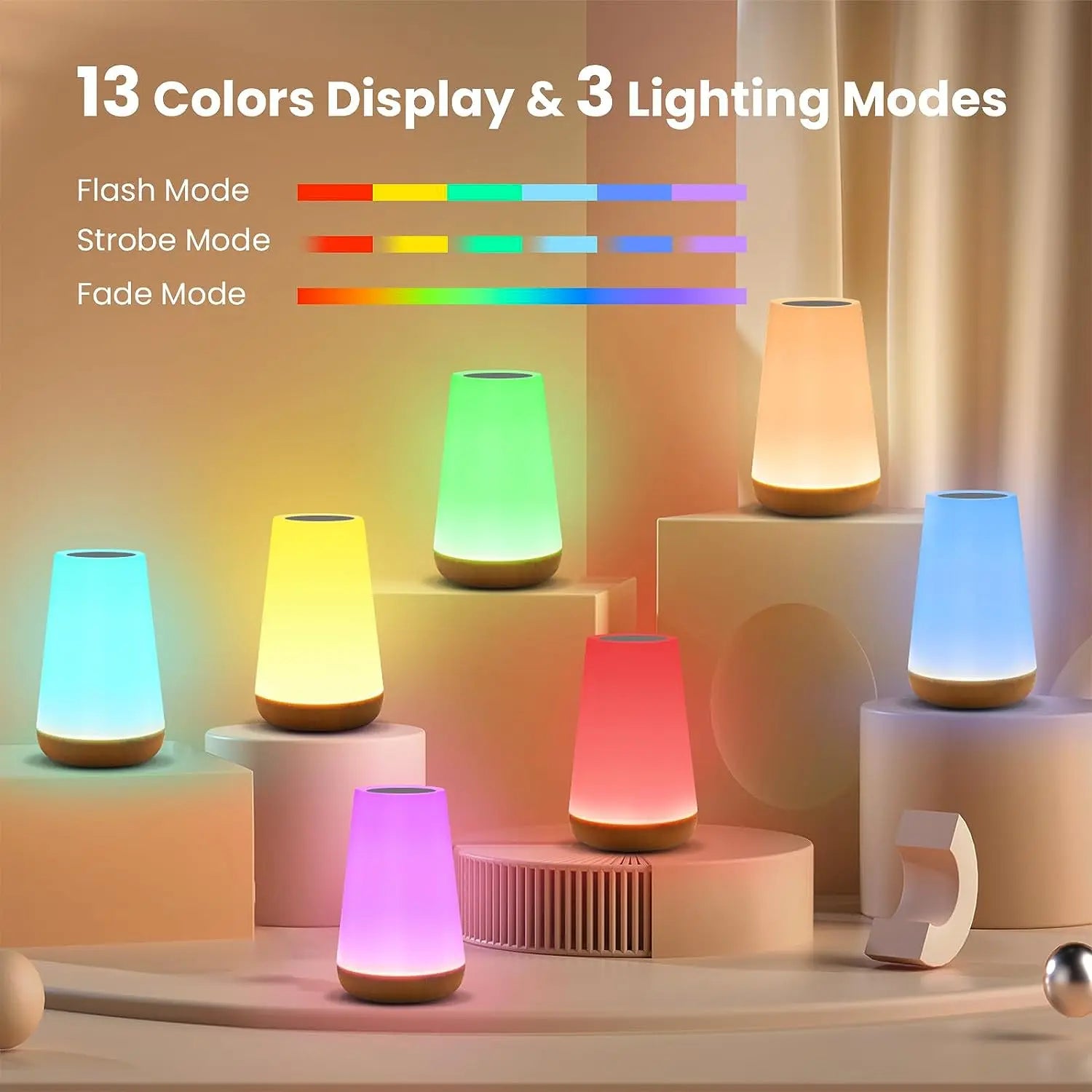 RGB LED Night Light &mdash; 13-Color Remote-Control USB Rechargeable Touch Dimmable Portable Lamp — view 2 of led &amp; smart lighting