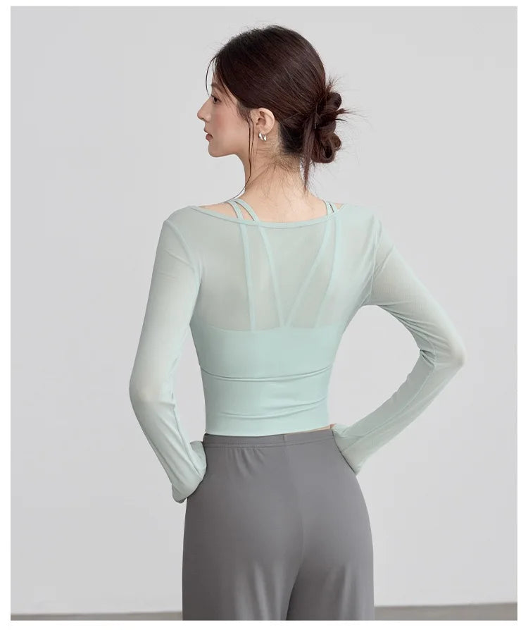 Women's Activewear Padded Long-Sleeve Sports Top — Slim-Fit Yoga Workout Shirt — view 5 of women's activewear