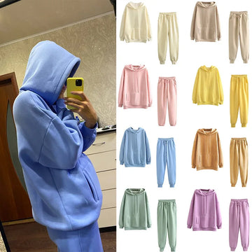 Women&rsquo;s Hoodie &amp; Sweatpant Tracksuit &mdash; Autumn-Winter Lounge Wear 2-Piece Set — view 1 of tracksuits