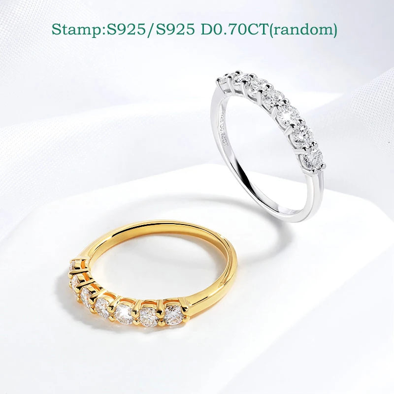 Smyoue Women's S925 Sterling Silver Moissanite Ring — 0.7CT 3mm Wedding Band Jewelry — view 2 of jewelry
