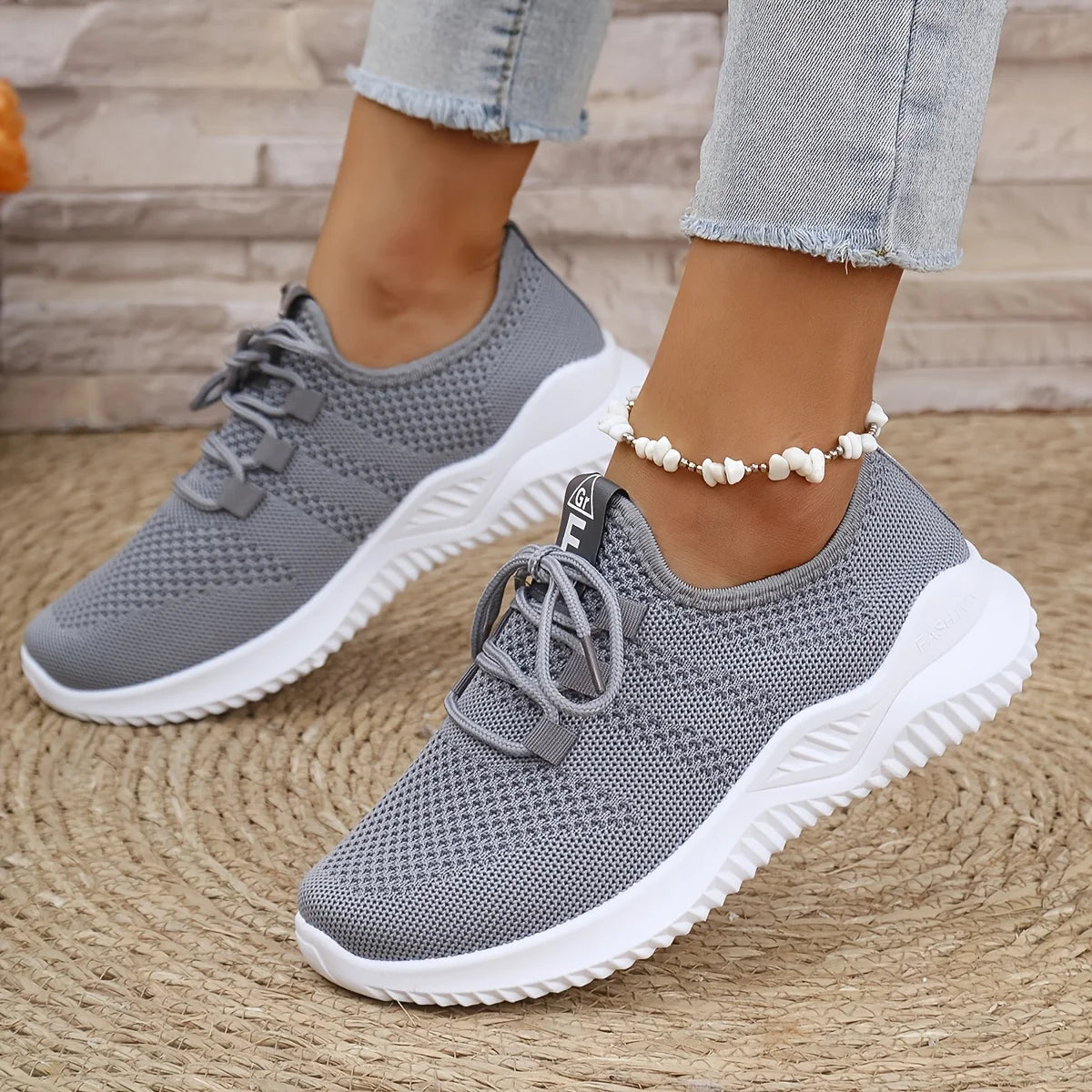 All-Season Women's Knit Sneakers — Soft-Sole Solid Color Running Tennis Workout Flats — view 3 of sneakers