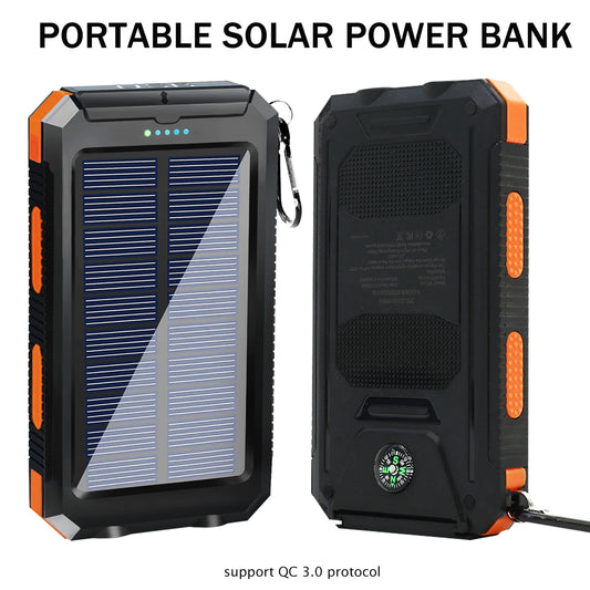 20,000mAh Solar Power Bank Waterproof — Compass Flashlight SOS Outdoor — view 1 of power banks