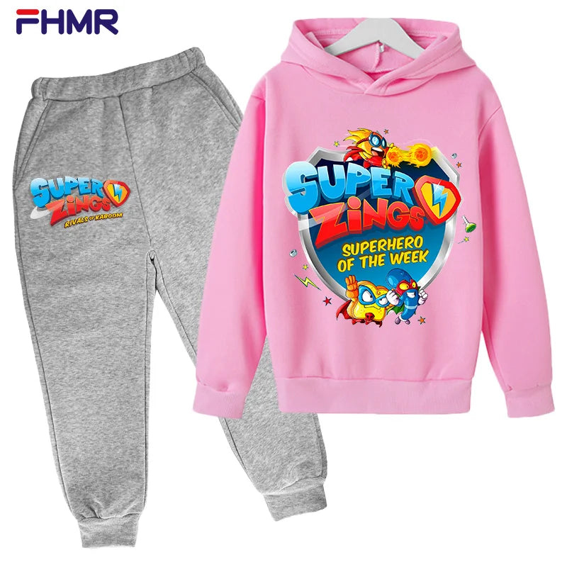 Super zings 4-14Y Kids Boys Hoodies+Pants Sets New Autumn Baby Tops Clothing Toddler Casual Sweatshirt Suit Children Clothes