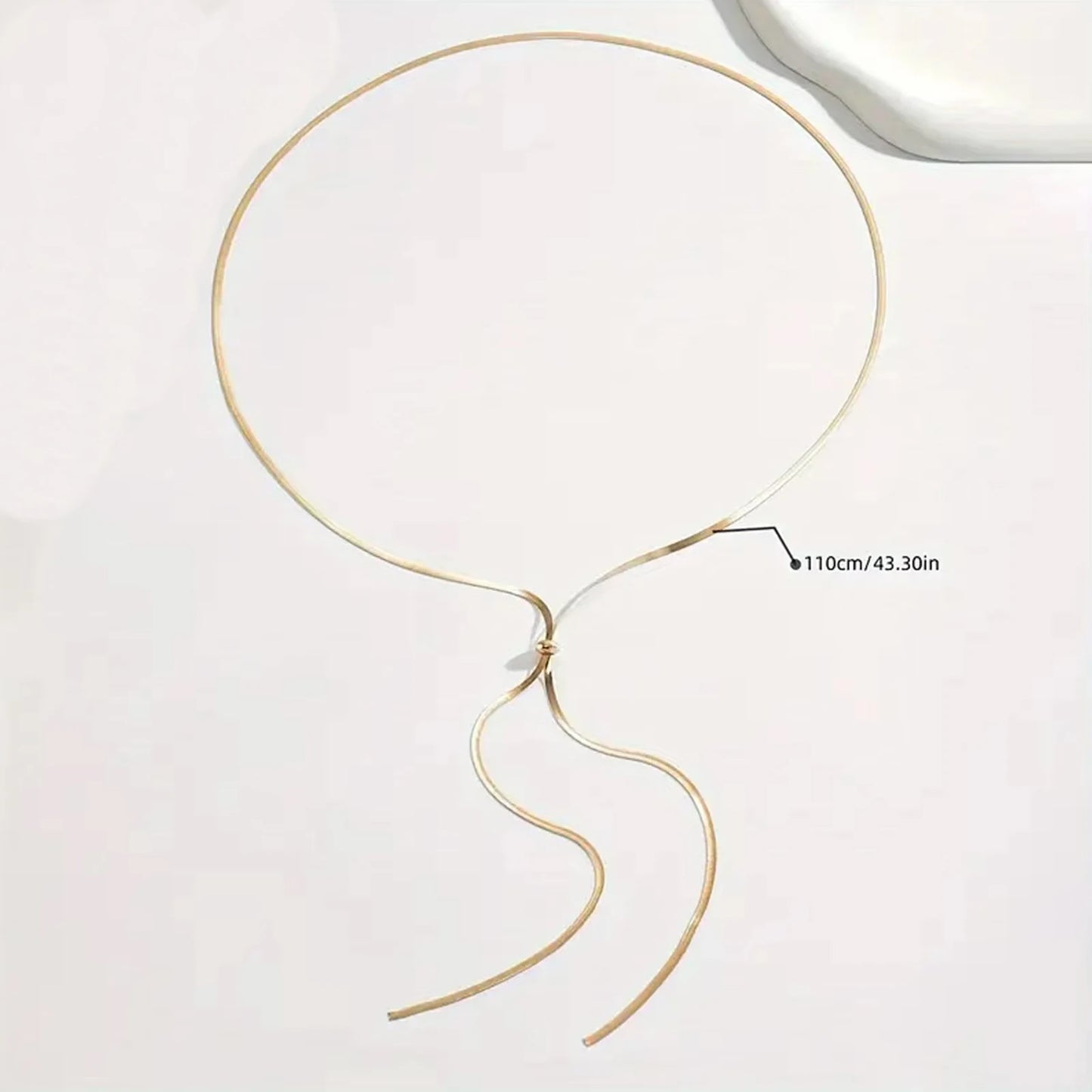 Women's 18K Gold Plated Y Necklace — Adjustable Fringe Snake Chain Jewelry — view 2 of jewelry