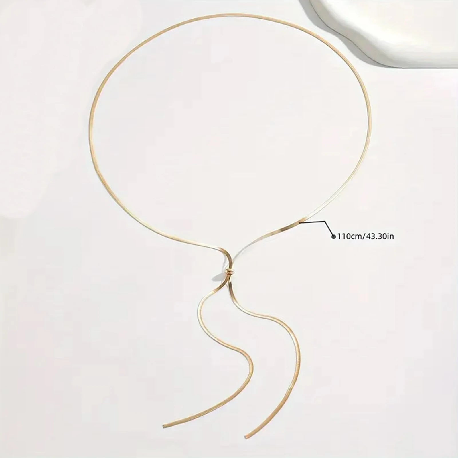 Women's 18K Gold Plated Y Necklace — Adjustable Fringe Snake Chain Jewelry — view 2 of jewelry