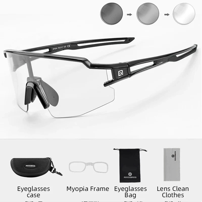 ROCKBROS Cycling Sunglasses Photochromic Polarized UV400 — Smart-Tint Bike MTB Road Goggles — view 7 of sunglasses