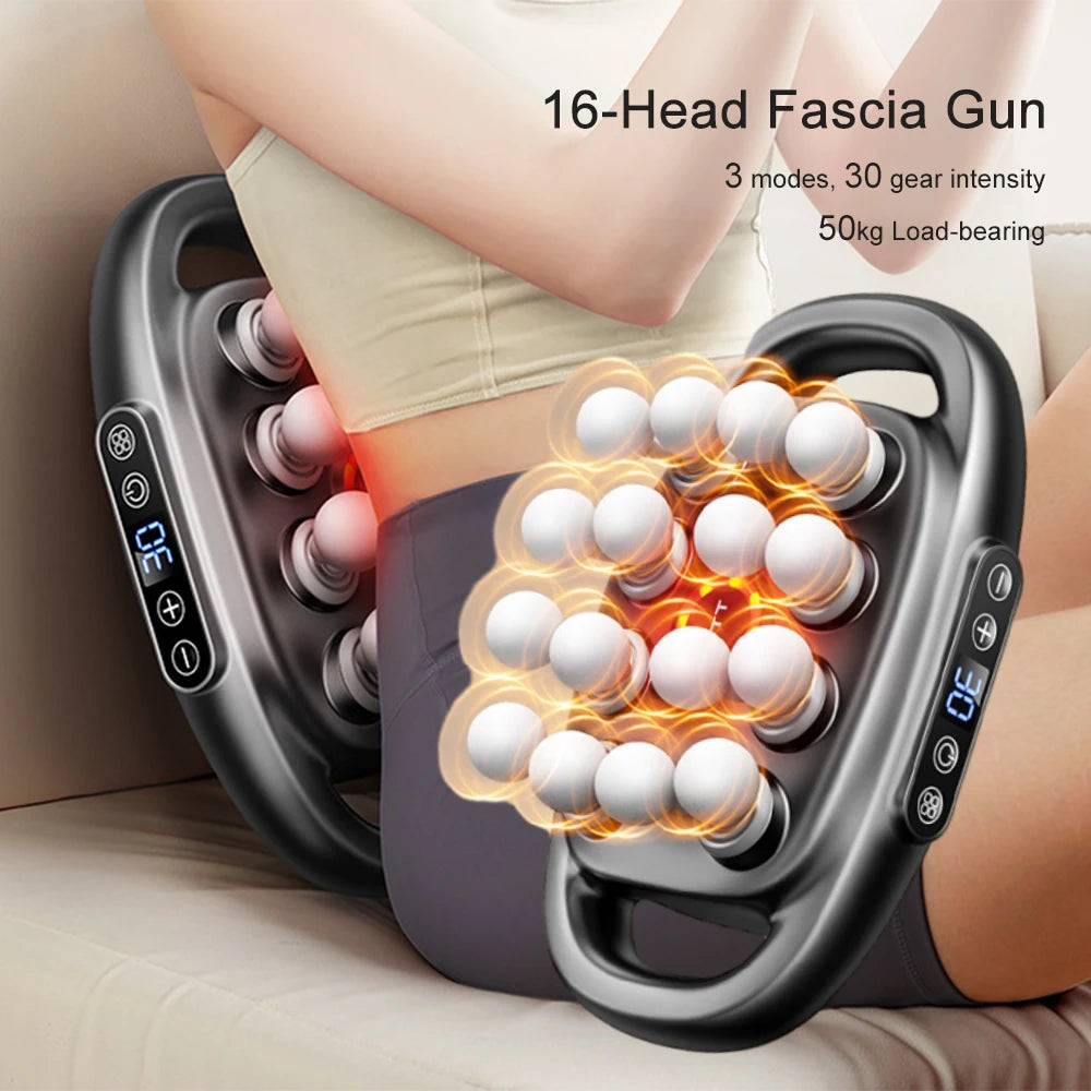 16-Head Heated Fascia Gun — High-Frequency Percussion Massager — view 3 of recovery & massage
