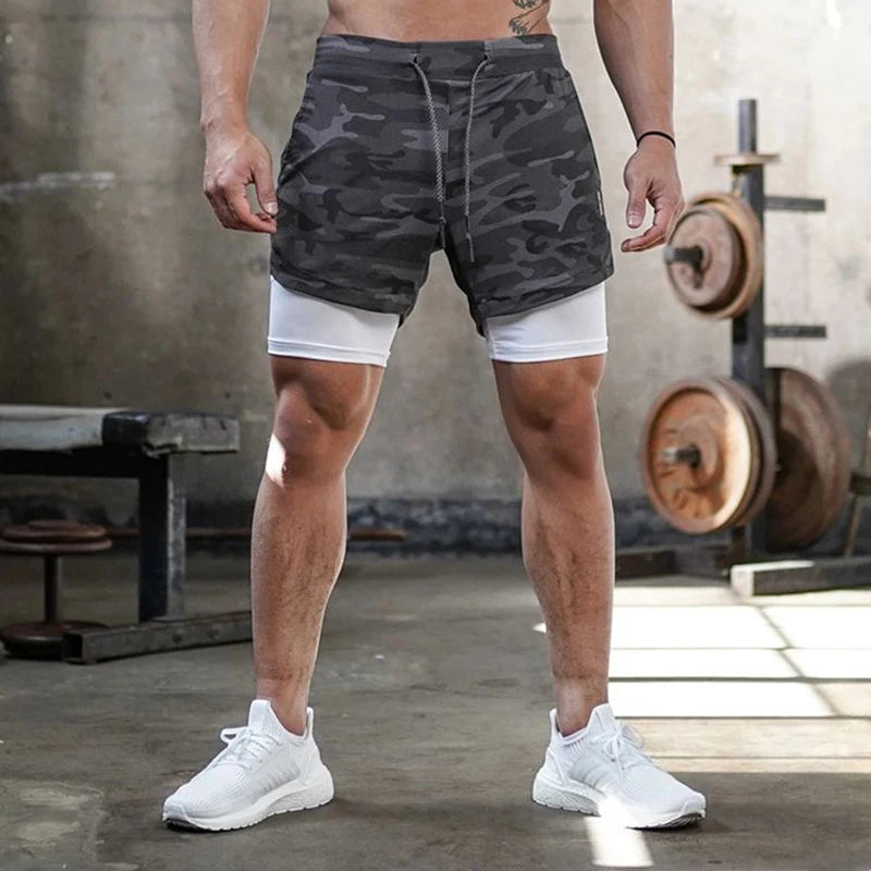Camo Running Shorts Men — 2-in-1 Quick-Dry Gym Sports Training Shorts — view 4 of shorts