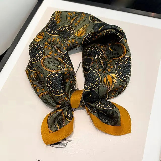 Silk Scarf Small Square 2026 Pashmina — 53×53cm Geometric Trending Palette Bandana Hair Scarf