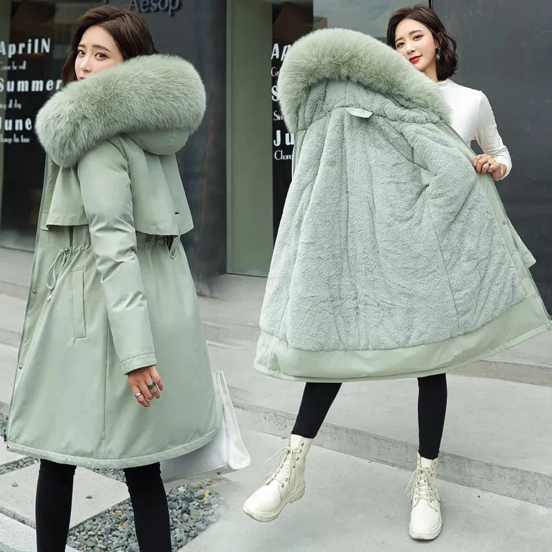 Winter Women Jacket Parka Clothes Fur Collar Warm Loose