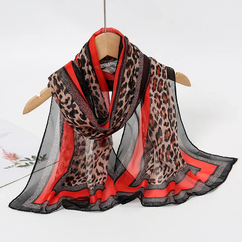 Printed Chiffon Scarf — Lightweight Sun-Protection Beach Shawl Wrap — view 8 of scarves