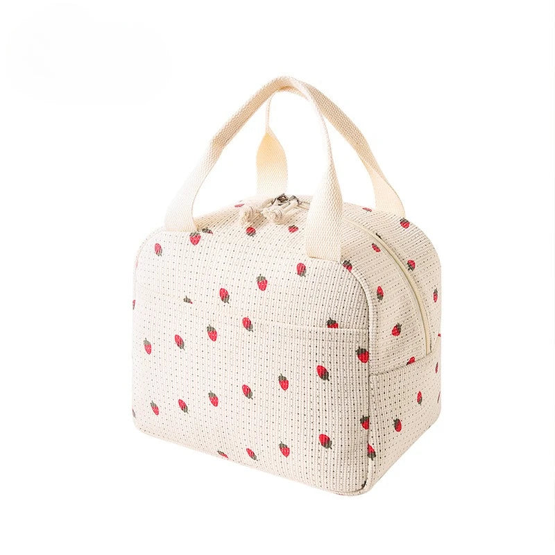 Floral Corduroy Lunch Bag - Cottagecore Thermal Lunch Tote for Tweens & Adults — view 8 of lunch bags