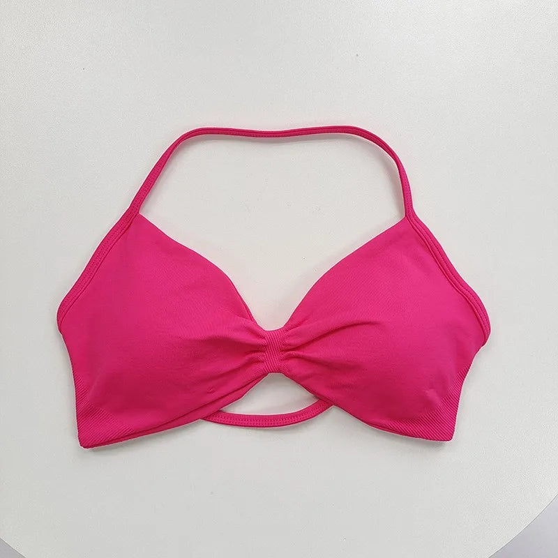 Women’s Lace-Up Sports Bra — Thin-Strap Camisole Seamless Push-Up Yoga Gym Top — view 8 of sports bras