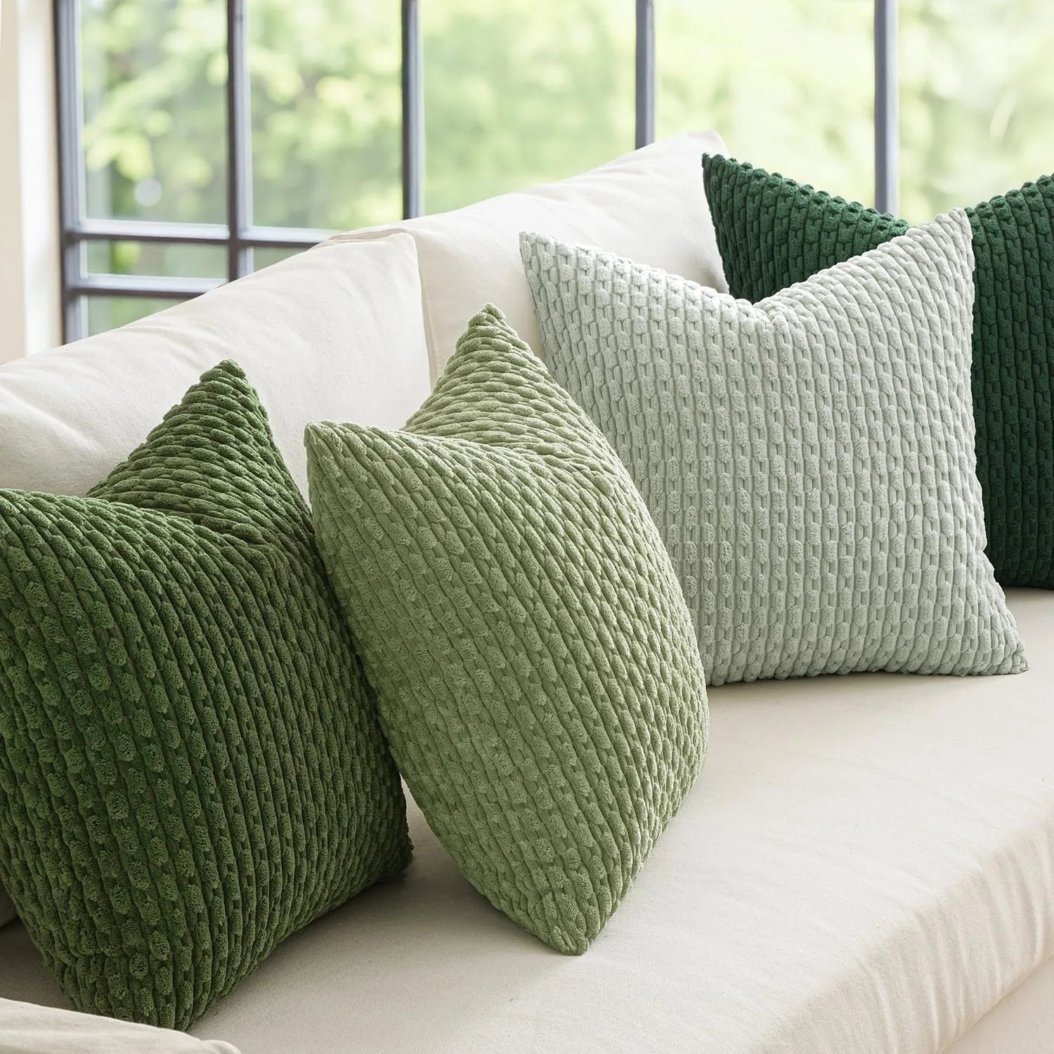Spring Corduroy Throw Pillow Cover &mdash; 20&times;20 in Farmhouse Boho Striped Cushion Case — view 4 of cushion covers & pillow cases