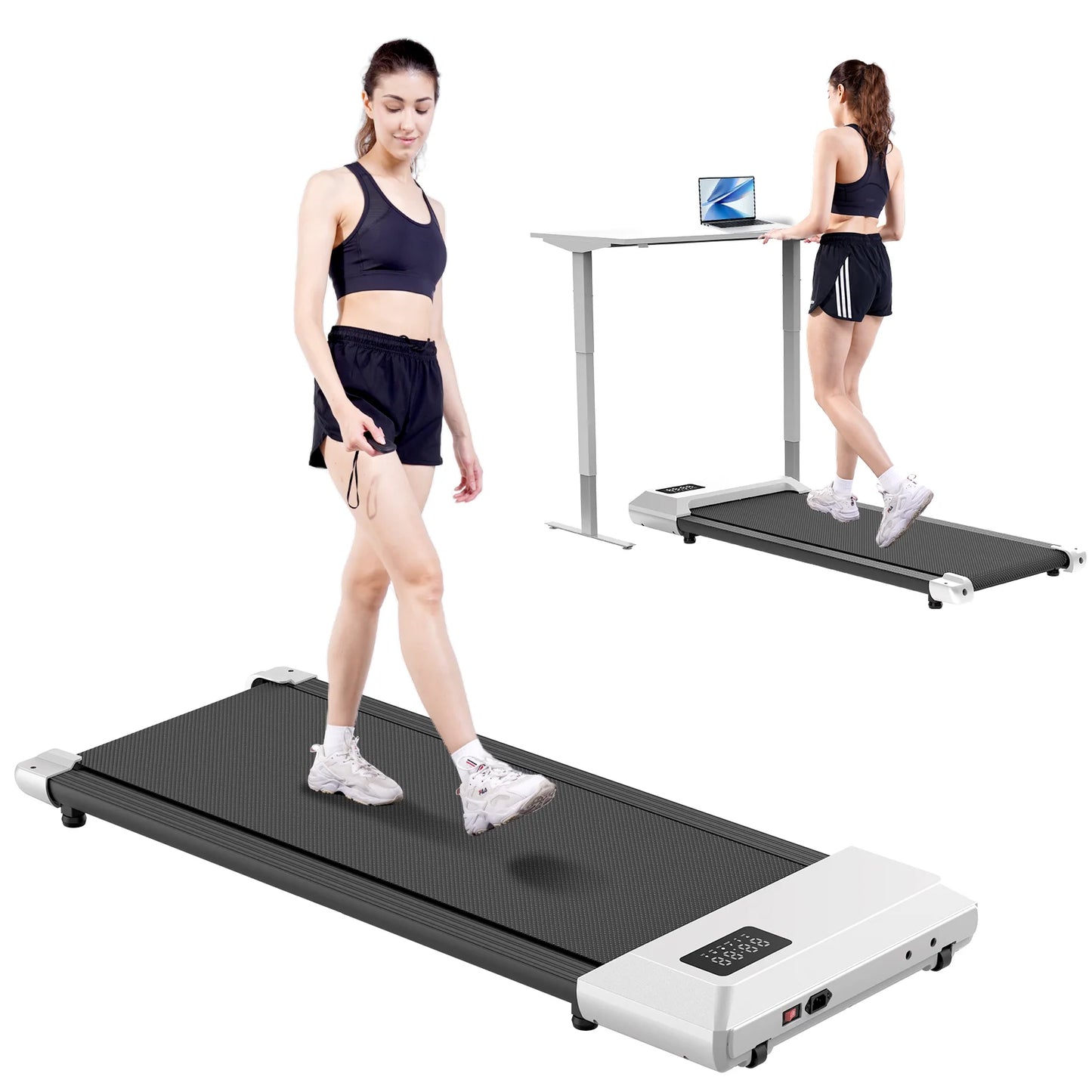 2-in-1 Walking Pad Mini Treadmill – Under Desk, LCD Screen, Bluetooth, Quiet, 250lb Max (BA04/06-A2) — view 3 of sports & fitness