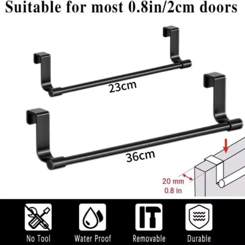 Stainless Steel Cabinet-Door Towel Bar — Kitchen & Bathroom Hanging Wipe Rack — view 2 of kitchen gadgets