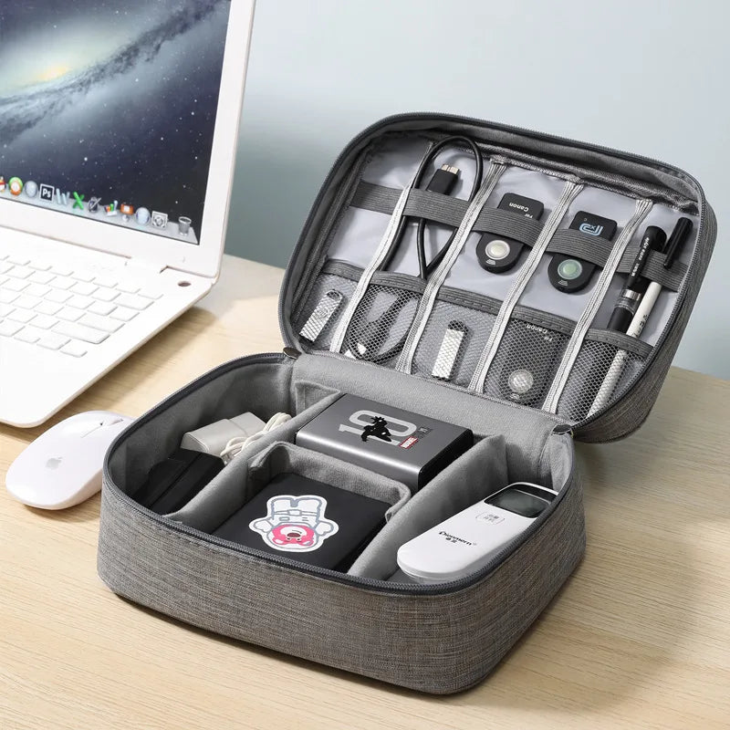 Waterproof travel cable organizer pouch for cables USB and electronic accessories — view 2