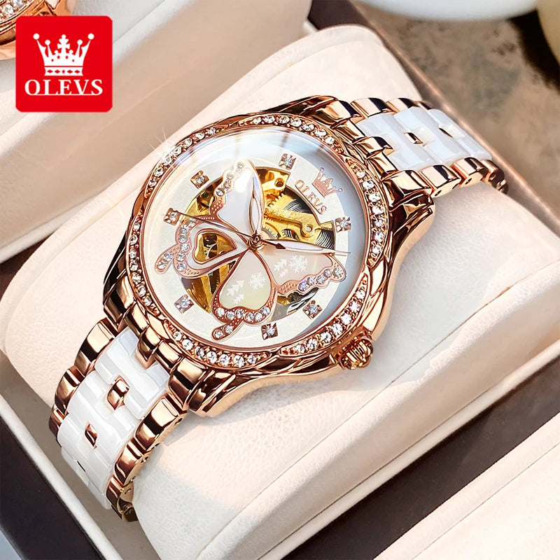 OLEVS 6622 Women's Butterfly Dial Watch — Luxury Diamond Quartz Wristwatch — view 1 of watches