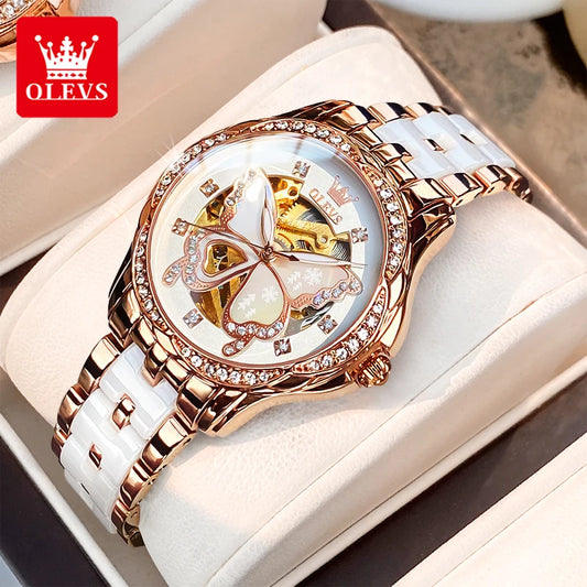 OLEVS 6622 Women's Butterfly Dial Watch — Luxury Diamond Quartz Wristwatch — view 1 of watches