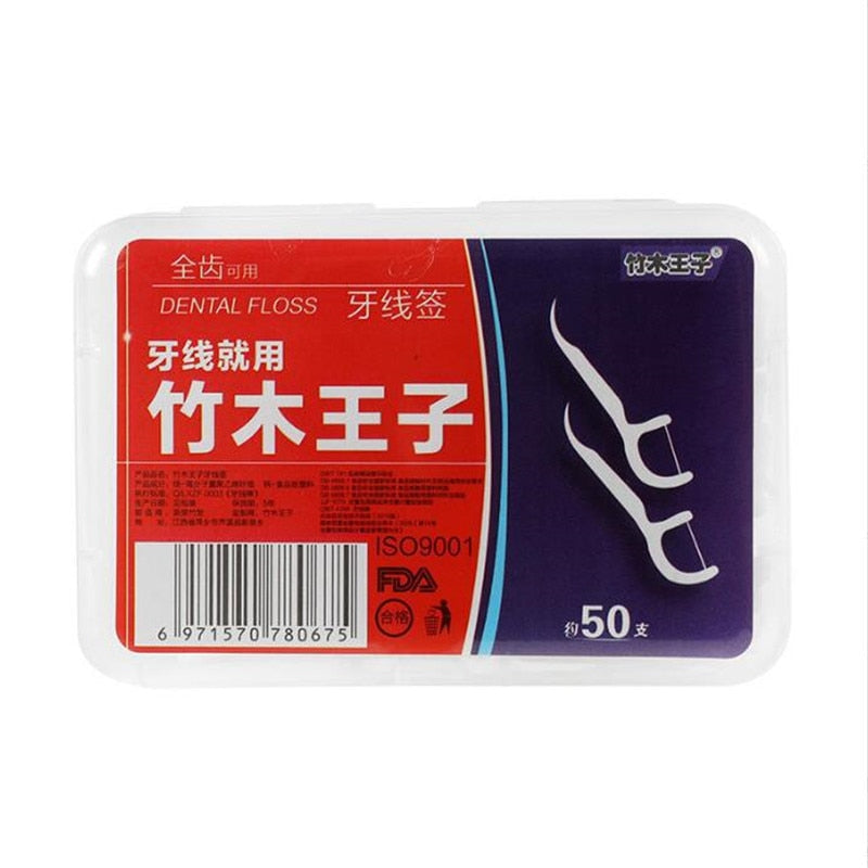 50pcs portable dental floss teeth sticks oral care hygiene