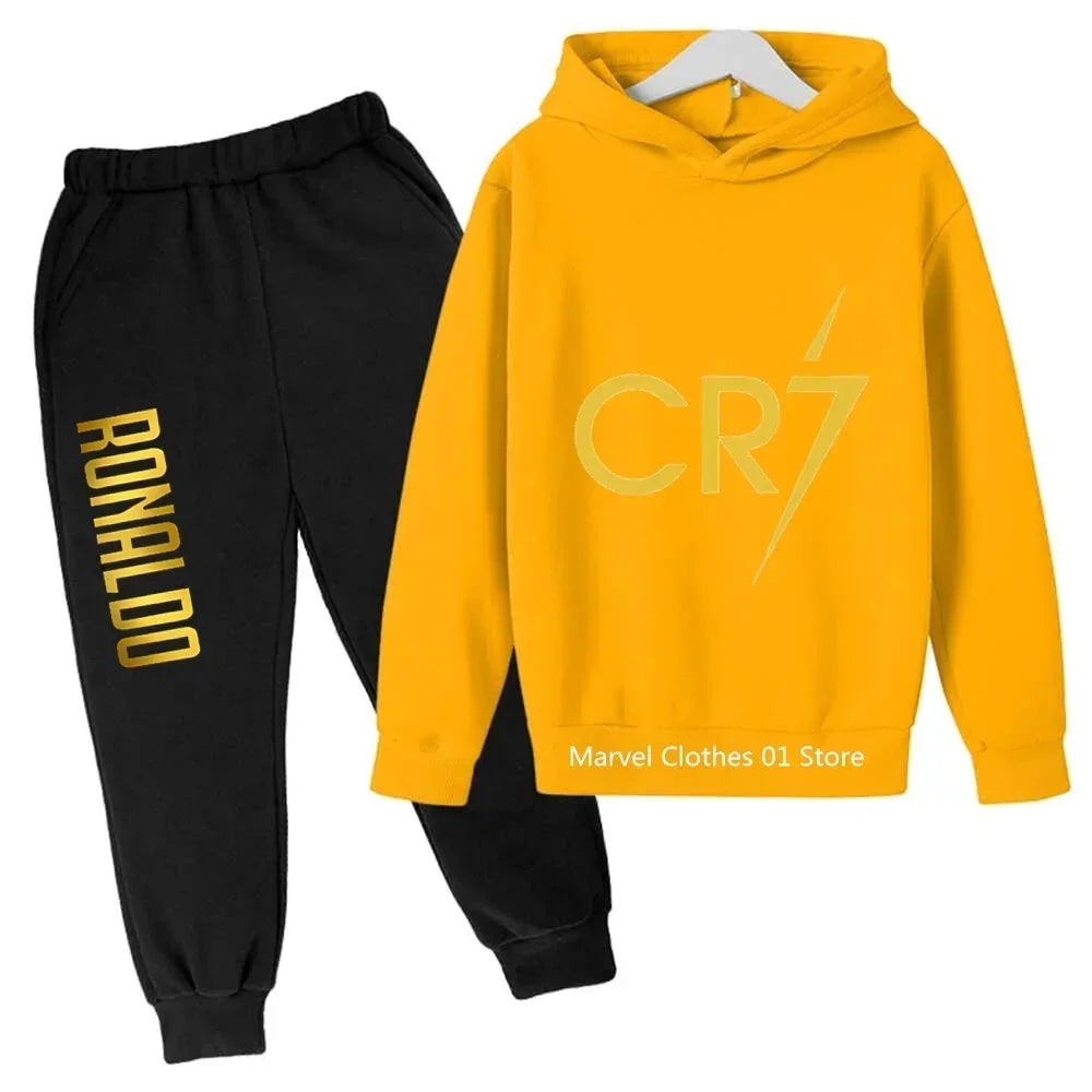 Cristiano Ronaldo CR7 Cosplay Costumes Kids Football Idol Hoodie Set Pants Kids Boys High Quality Tops Girls Clothing Sets