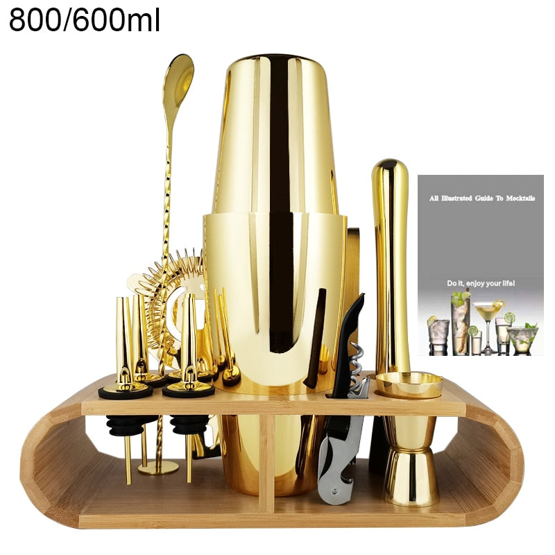 1-14 Pcs Stainless Steel Cocktail Shaker Set – 600ml/750ml Mixer for Drinks