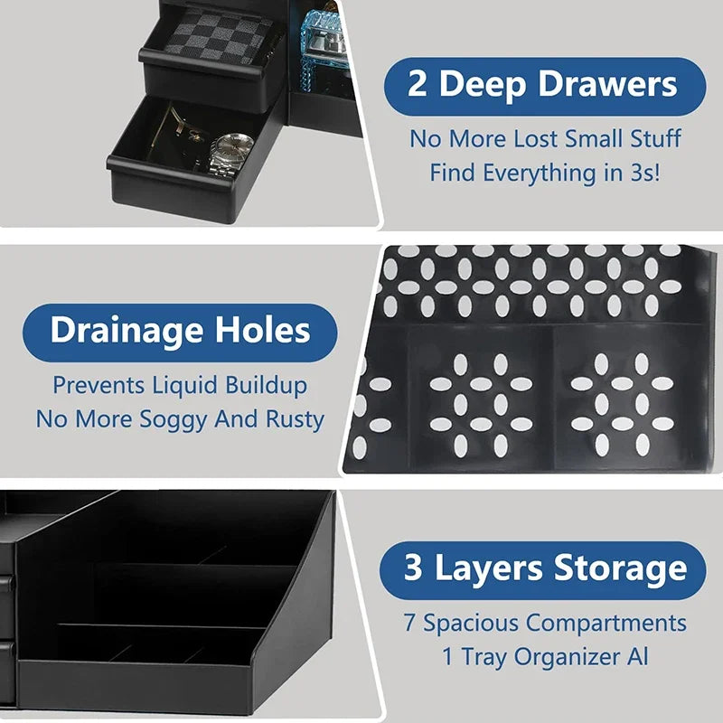 Storage Organizer Cosmetic Drawer Box — Perfume & Cologne Stand for Dresser Bathroom Countertop — view 3 of storage & organisation